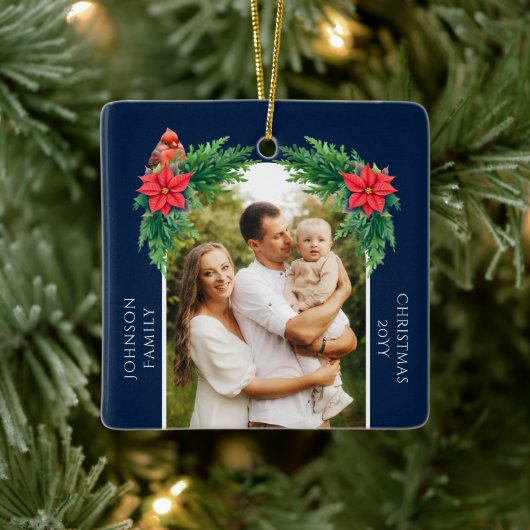 Elegante kerstfoto keramisch ornament (Boom)