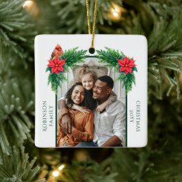 Elegante kerstfoto keramisch ornament