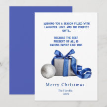 Elegante kerstgeschenkdoos met blauw lint