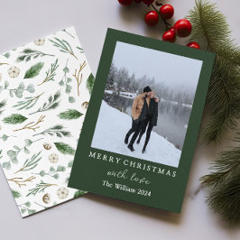 Elegante Kerstgroen Koppel Familie Kaart