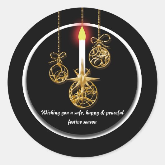 Elegante kerstgroet ronde sticker (Voorkant)