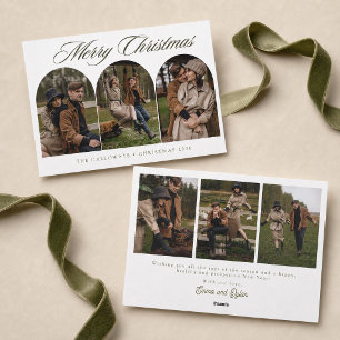 Elegante kerstkaart met 6 familiefoto's