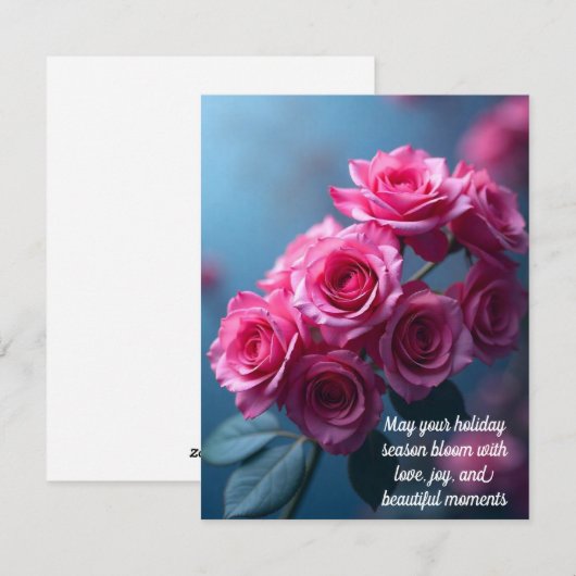 Elegante kerstkaart met rozen (Voorkant / Achterkant)