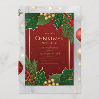 Elegante kerstkaarten – Rood & Groen Hol Kaart