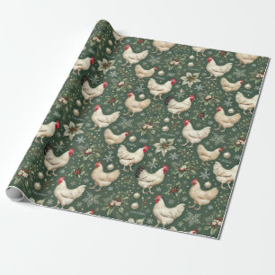 Elegante kerstkippen op Holiday Green Wrap Cadeaupapier