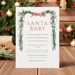 Elegante Kerstman Baby Rode Strik Baby Shower Kaart