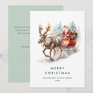 Elegante Kerstman Kerst Herten Corporate Feestdagenkaart