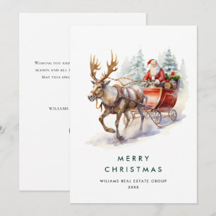 Elegante Kerstman Kerst Herten Corporate Feestdagenkaart