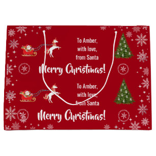 Elegante kerstman slee eenhoorn personaliseren groot cadeauzakje
