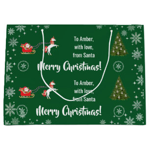 Elegante kerstman slee eenhoorn personaliseren groot cadeauzakje