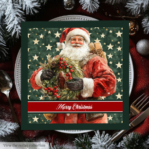 Elegante Kerstman Waterverf Kerstservetten Servet