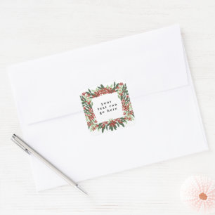 Elegante Kerstmis Aangepaste Tekst Botanisch Vierkante Sticker