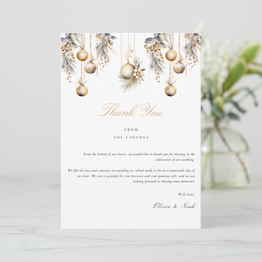 Elegante Kerstmis Bloemenwinter Dank u kaart (Staand voorkant)