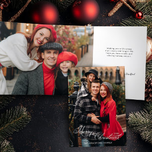 Elegante Kerstmis Calligraphy 1-Foto Drieluik Kaart