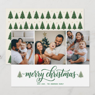 Elegante Kerstmis Familie 3 Foto's Plat Kaart