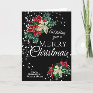 Elegante Kerstmis Poinsettia Bloembloem Feestdagen Kaart