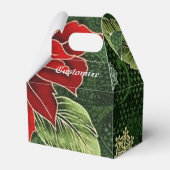 Elegante Kerstmis Poinsettia Gable Favor Box Bedankdoosjes (Voorkant Zijde)