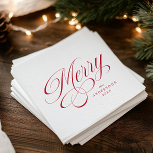 Elegante Kerstmis Rode Calligrafie Schrift Servet