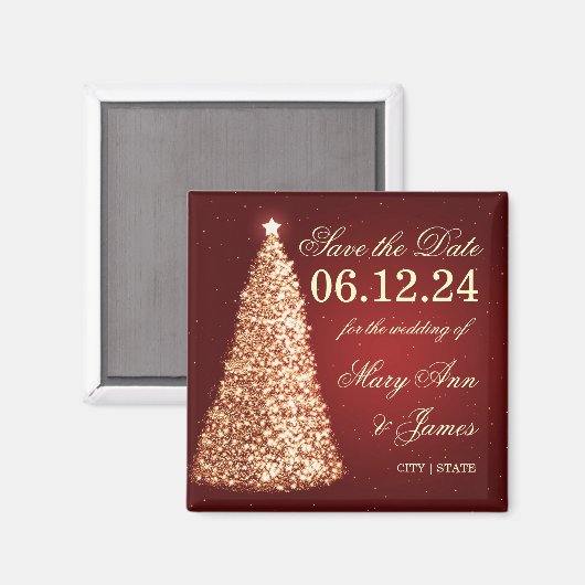 Elegante Kerstmis sparen de datum goud Magneet (Voorkant / Achterkant)