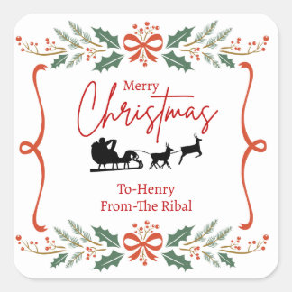 Elegante Kerstmis Sticker met Kerstman Slede 