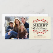 Elegante Kerstmis typografie met hulst Feestdagenkaart (Voorkant / Achterkant)