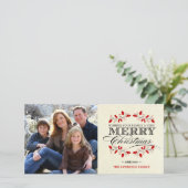 Elegante Kerstmis typografie met hulst Feestdagenkaart (Staand voorkant)