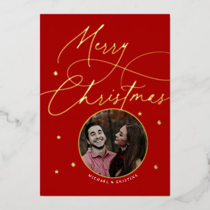 Elegante Kerstmis Verlovingscalligrafie Foto Folie Feestdagenkaart