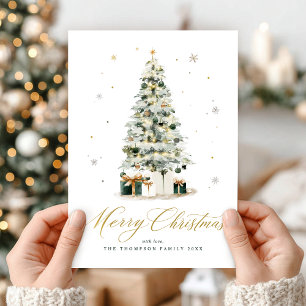 Elegante Kerstmis Watercolor Boom Uitnodiging