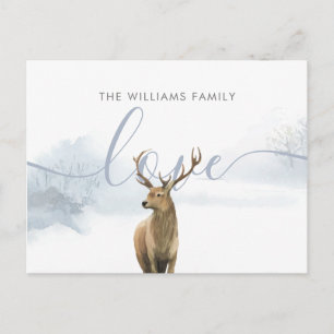 Elegante Kerstmis Winter Bosland Hert Feestdagenkaart