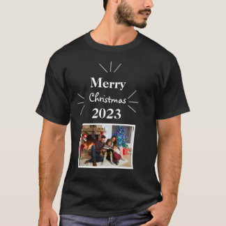 Elegante Kerstmisfoto Moderne Familie T-shirt
