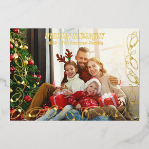 Elegante Kerstmislichten Één Foto Xmas Kaart