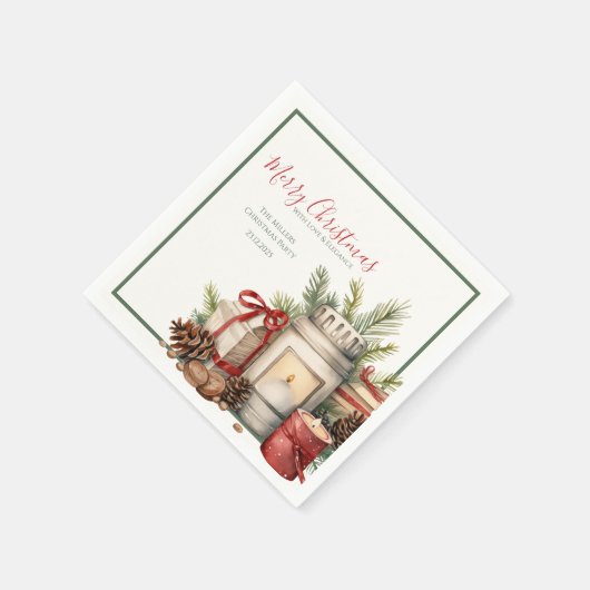 Elegante kerstpapieren servetten in rood en groen (Hoek)