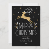 Elegante Kerstrendier Foto Zwart Goud Flat Kaart (Voorkant)