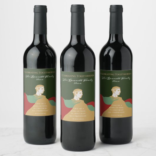 Elegante kerstscriptcitaat Aangepaste kleur Wijn Etiket (Flessen)