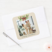 Elegante Kerstster met rode lint - Vierkante Sticker (Envelop)