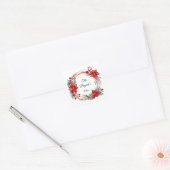 Elegante kerststerkrans met poinsettia's, geschenk vierkante sticker (Envelop)
