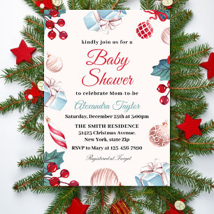 Elegante Kerstvakantie Kerstmis Baby Shower Kaart