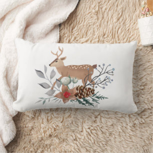 Elegante Kerstvakantie Watercolor Herten Kussen