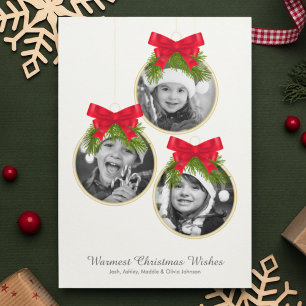Elegante kerstversiering drie foto's feestdagenkaart