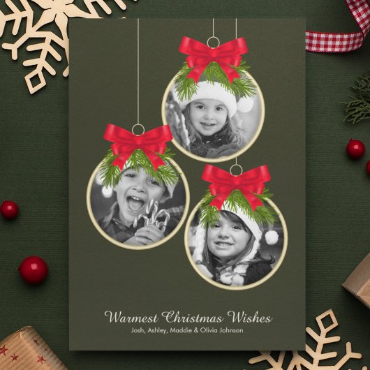 Elegante kerstversiering drie foto's feestdagenkaart