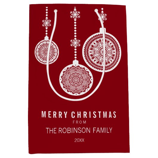 Elegante kerstversieringen rood medium cadeauzakje (Voorkant)