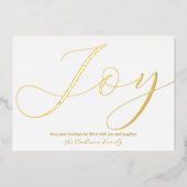 Elegante Kerstvreugde Wit Goud Folie Feestdagenkaart (Voorkant)