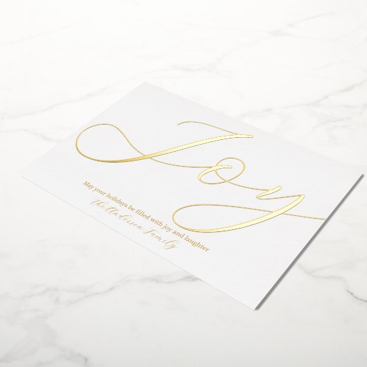 Elegante Kerstvreugde Wit Goud Folie Feestdagenkaart (Gedraaid)