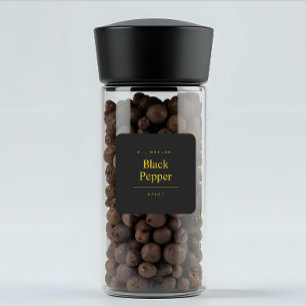 Elegante keuken zwarte peper gouden kleur kruid vierkante sticker