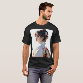 Elegante Kimono Girl Art Print – Japans geïnspiree T-shirt
