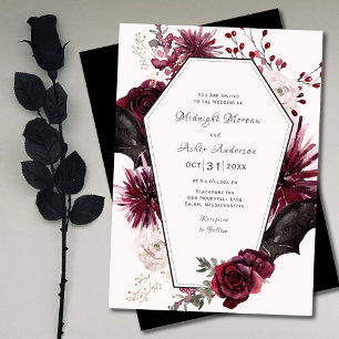 Elegante kist Floral Gothic Halloween bruiloft Kaart
