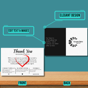 Elegante klant bedankt visitekaartje