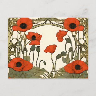 Elegante klaprozen Art Nouveau Briefkaart