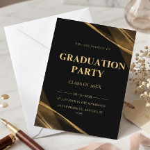Elegante klas van 2025 zwart gouden feest uitnodig