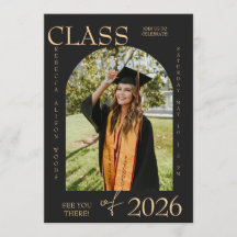Elegante klas van 2026 afstudeeruitnodiging